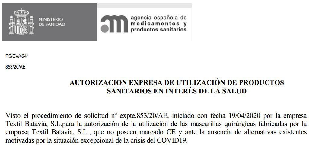 , Sanitary License for Textil Batavia